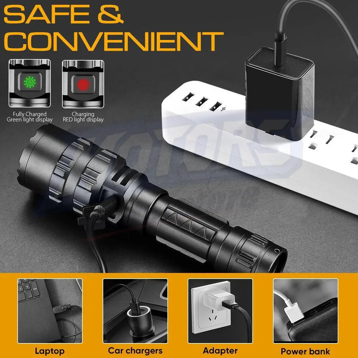 Tactical Rechargeable LED Flashlight Tactical Gun Light Rail Mount Hunting