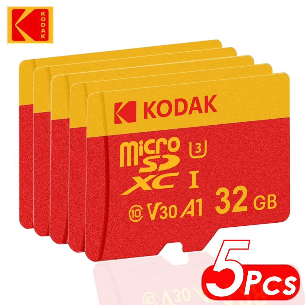 5Pcs KODAK MicroSD Card Memory Card Class10 U3 4K High Speed Flash Memory TF Flash Cards for Phone Tablet Camera Laptop