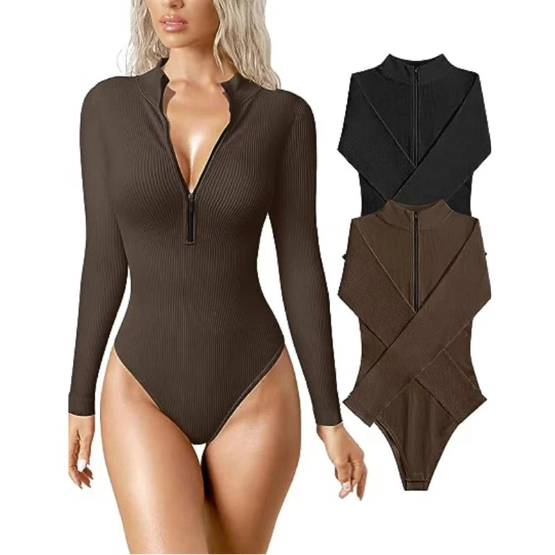 Woman Bodysuits Fashion Long Sleeve Jumpsuit Shapewear Thigh Slim Body Suit Low Back Body Shaper Backless Seamless Jumpsuit 2024