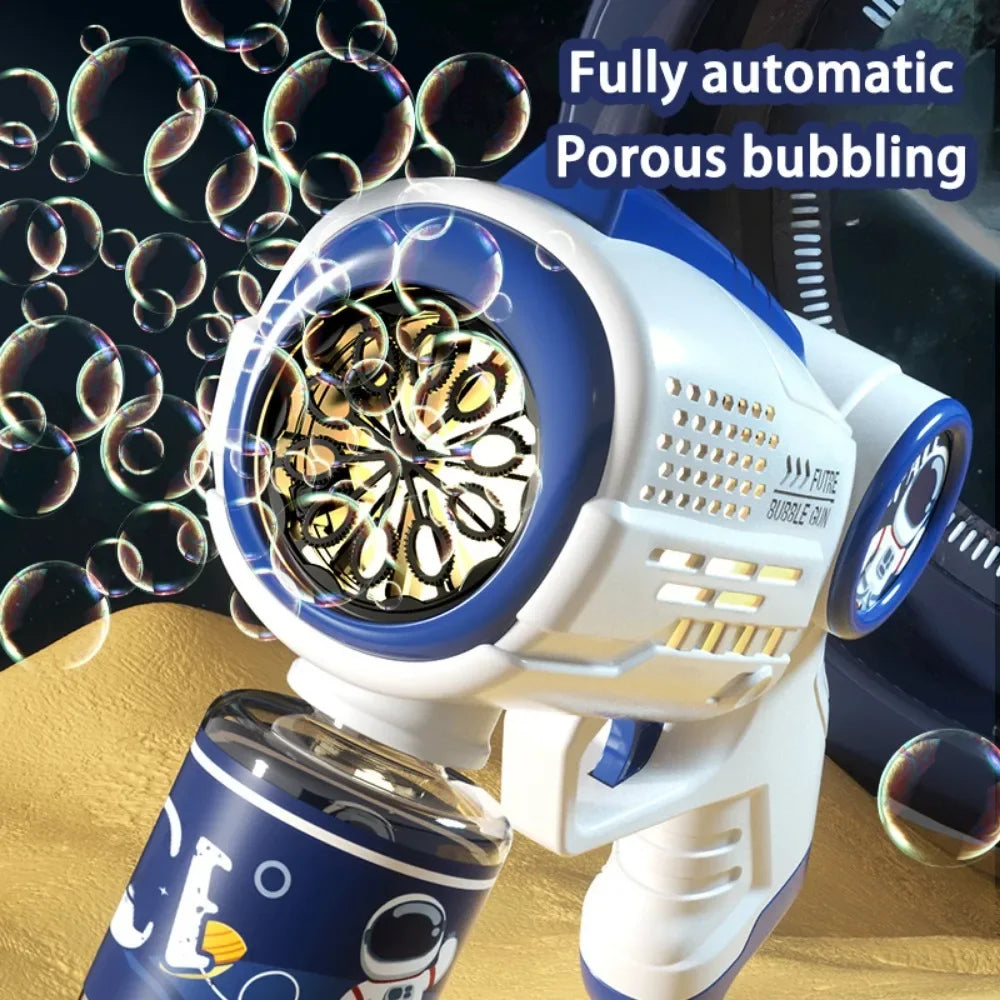 Space Automatic Bubble Gun Electric Soap Bubble Maker with Lights Cartoon Astronaut Outdoor Park Toys for Kids Children's Gift