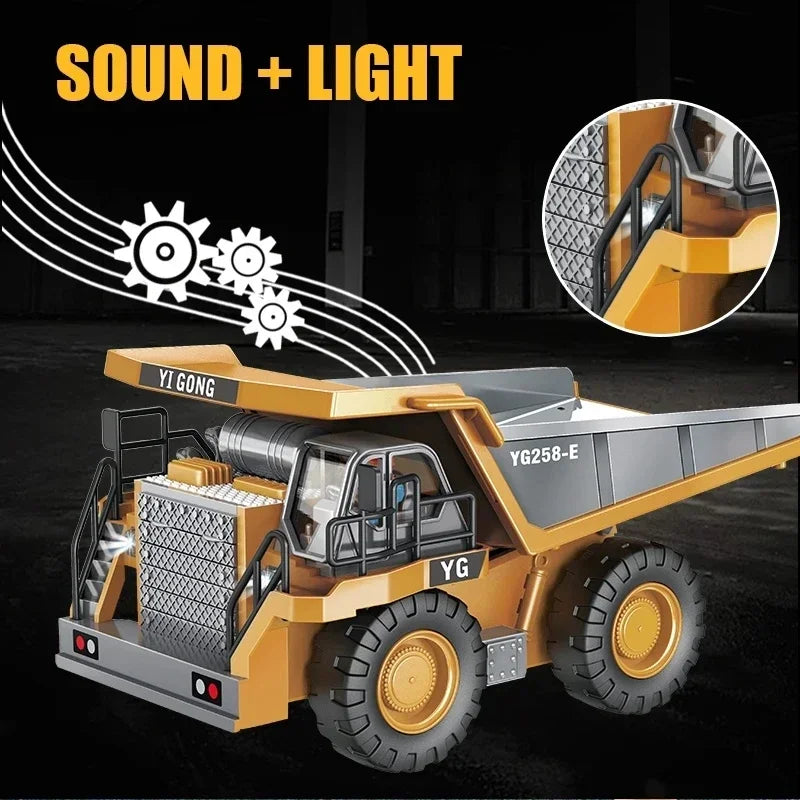 1:24 9CH RC Alloy Dump Truck Car Engineering Vehicle Forklift Heavy Excavator Remote Control Car Toys for Boys Children's Gifts