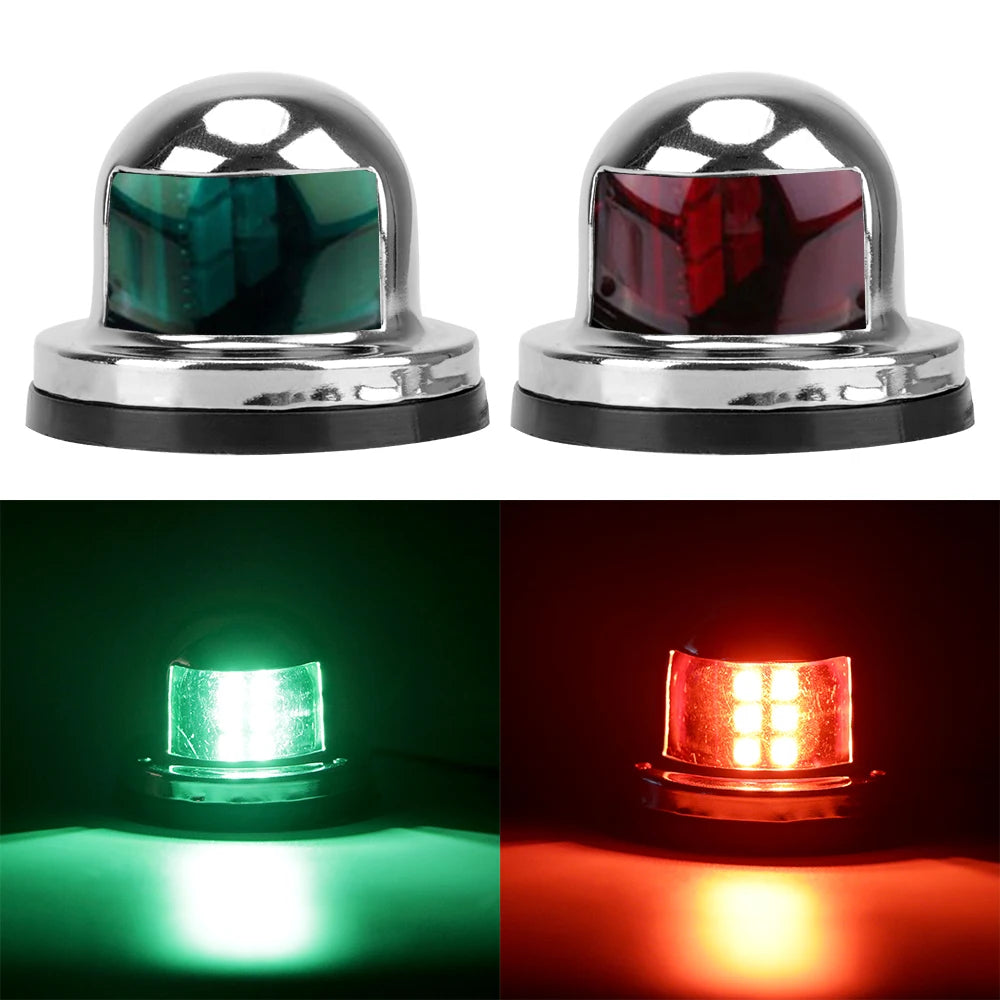 2pcs Warning Signal Light Waterproof Sailing Lamp for Marine Yacht LED Navigation Lights Stainless Steel Red Green