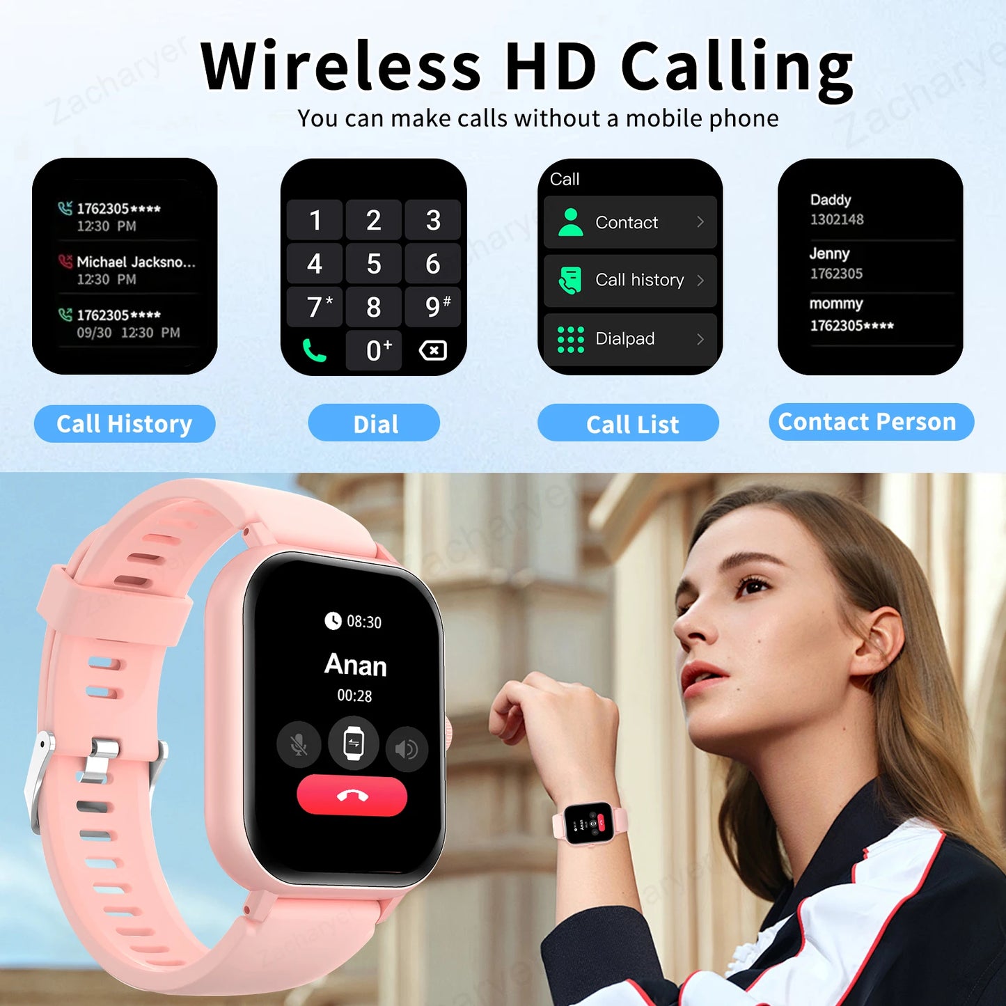 SmartWatch Touch Screen Watches Sport wireless calling/dial Fitness Tracker Smartwatch Sedentary Reminder Pedometer