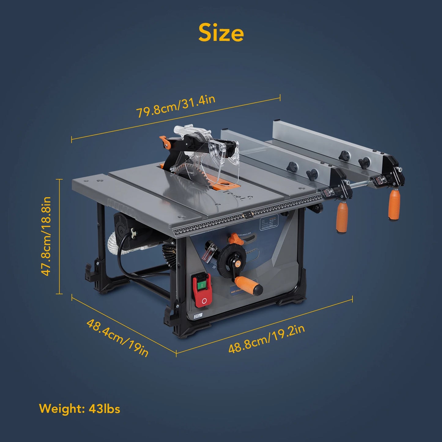 Table Saw For Jobsite, 98% Vacuuming Rate Table Saw 8.5 inch, Cutting Speed Up To 5000RPM, 2000W,15A Tablesaw For Woodworking