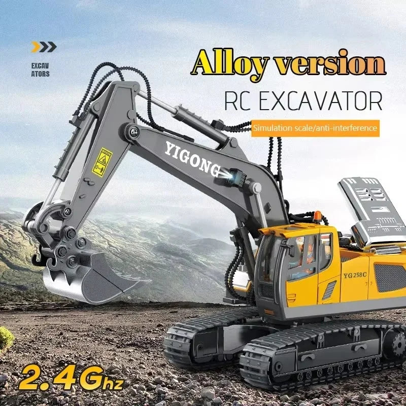 11 Channel RC Control Truck 1:20 Excavator Large Engineering  Toy Kids Simulation  Alloy Remote Control Excavator Toy Gift