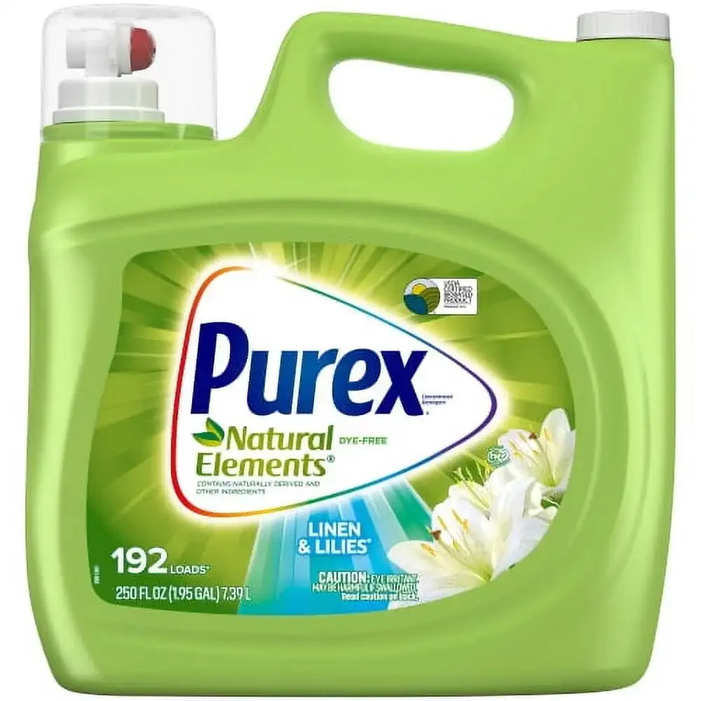 Liquid Laundry Detergent Natural Elements Linen Lilies 250 Fluid Ounces 192 Loads Contains Traditional and Plant