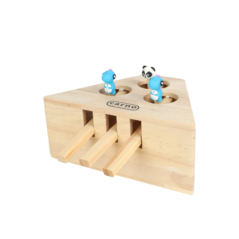 Pet Hit Hamster Interactive Puzzle Toys Wooden Cat Hunt Toy Catch Bite Cat Catching Mouse With 3/5-holed Mouse Holes