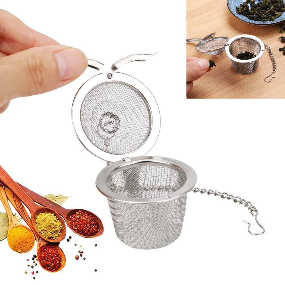 HILIFE Tea Spice Strainer Teakettle Locking Tea Filter Seasoning Ball Mesh Herbal Ball Reusable Stainless Steel