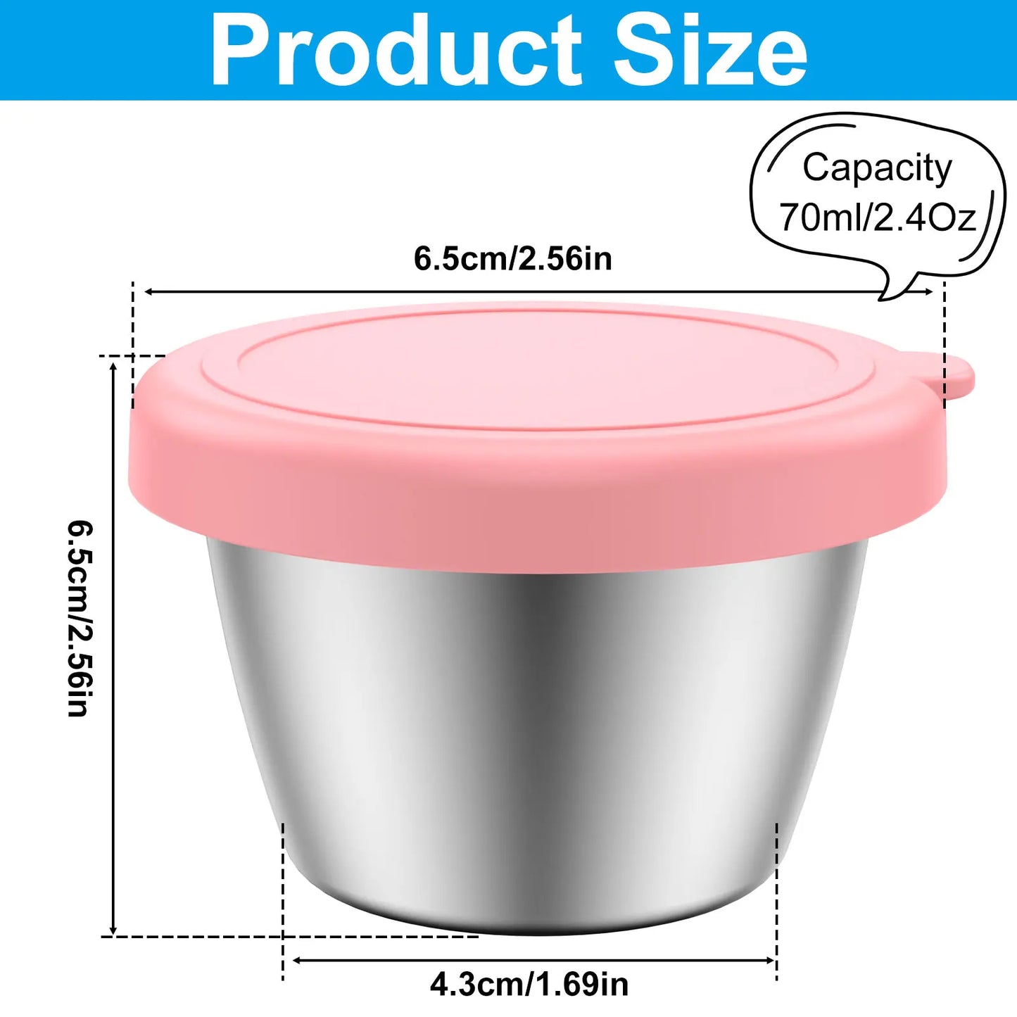 5Sets/1Set Salad Dressing Container To Go 2.4oz Small Condiment Containers with Leakproof Silicone Lids for Lunch Box Travel