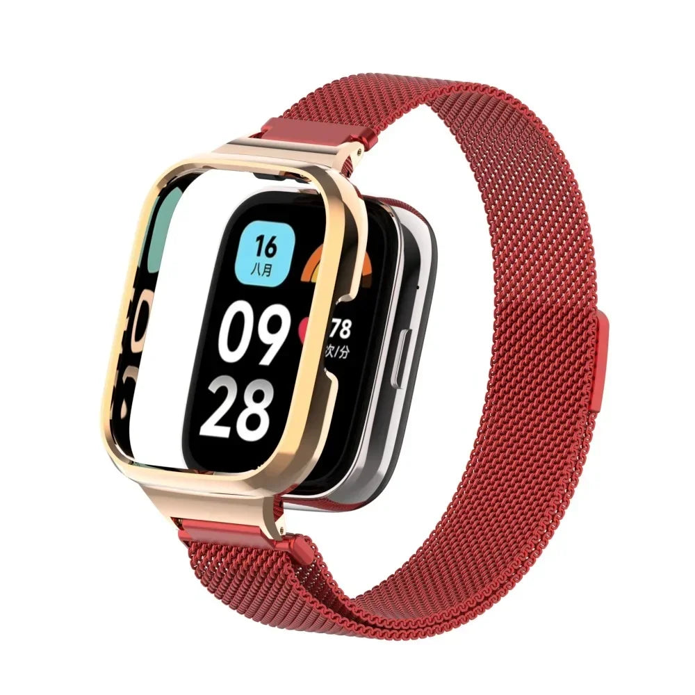 For Redmi Watch 3 Active Metal bracelet for Redmi Watch 3 Lite Band Cover Strap Xiaomi Watch 3 Magnetic loop+Case