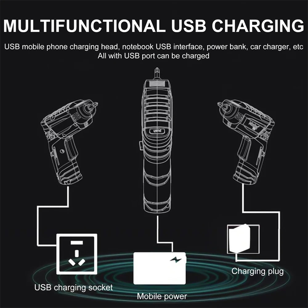 4.2V Cordless Electric Drill 74pcs Power Tools Set USB Rechargeable Electric Screwdriver Drill Household Maintenance Repair Tool