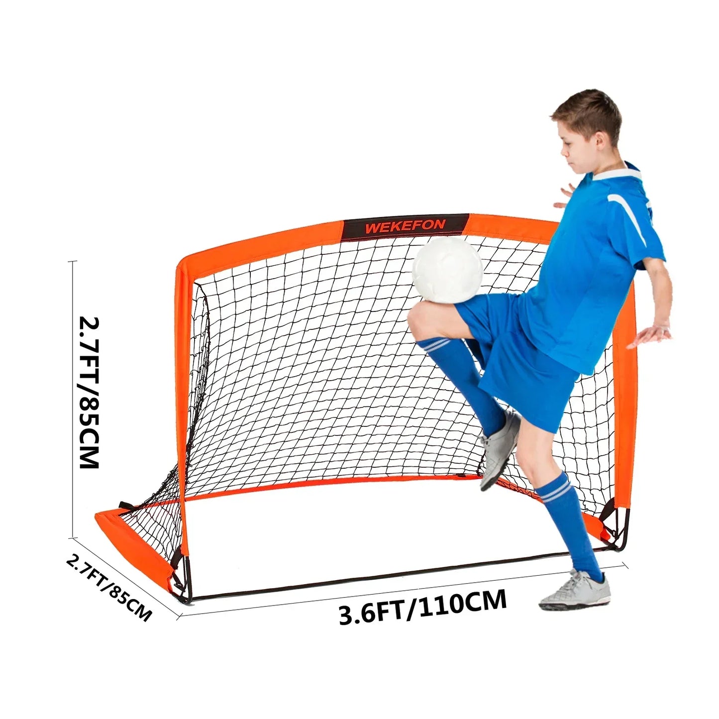 WEKEFON Soccer Goals Set of 2 - Size 3.6'x2.7' Portable Foldable Pop Up Soccer Net for Backyard Training Goal for Kids and Youth