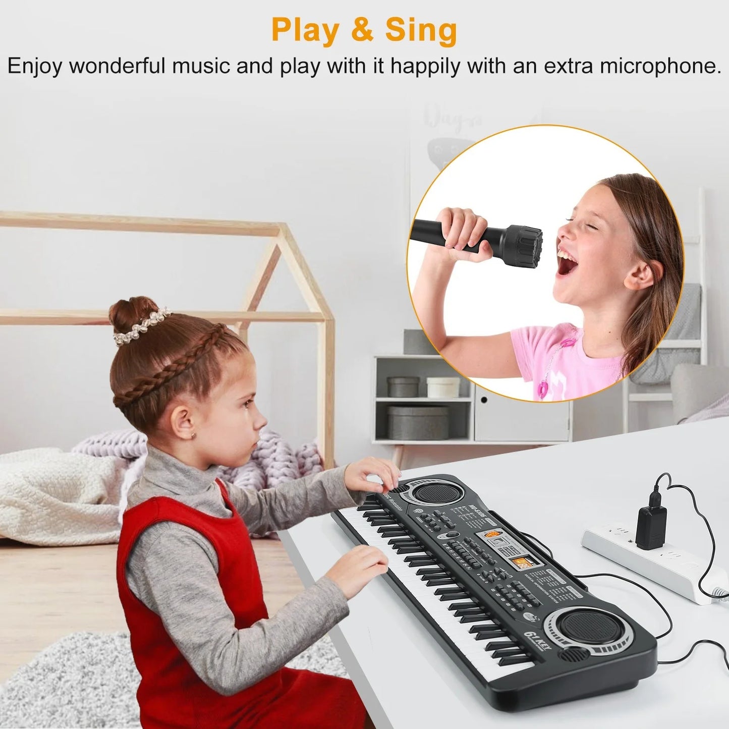 61 Keys Digital Music Electronic Keyboard Electric Piano Musical Instrument Kids Learning Keyboard