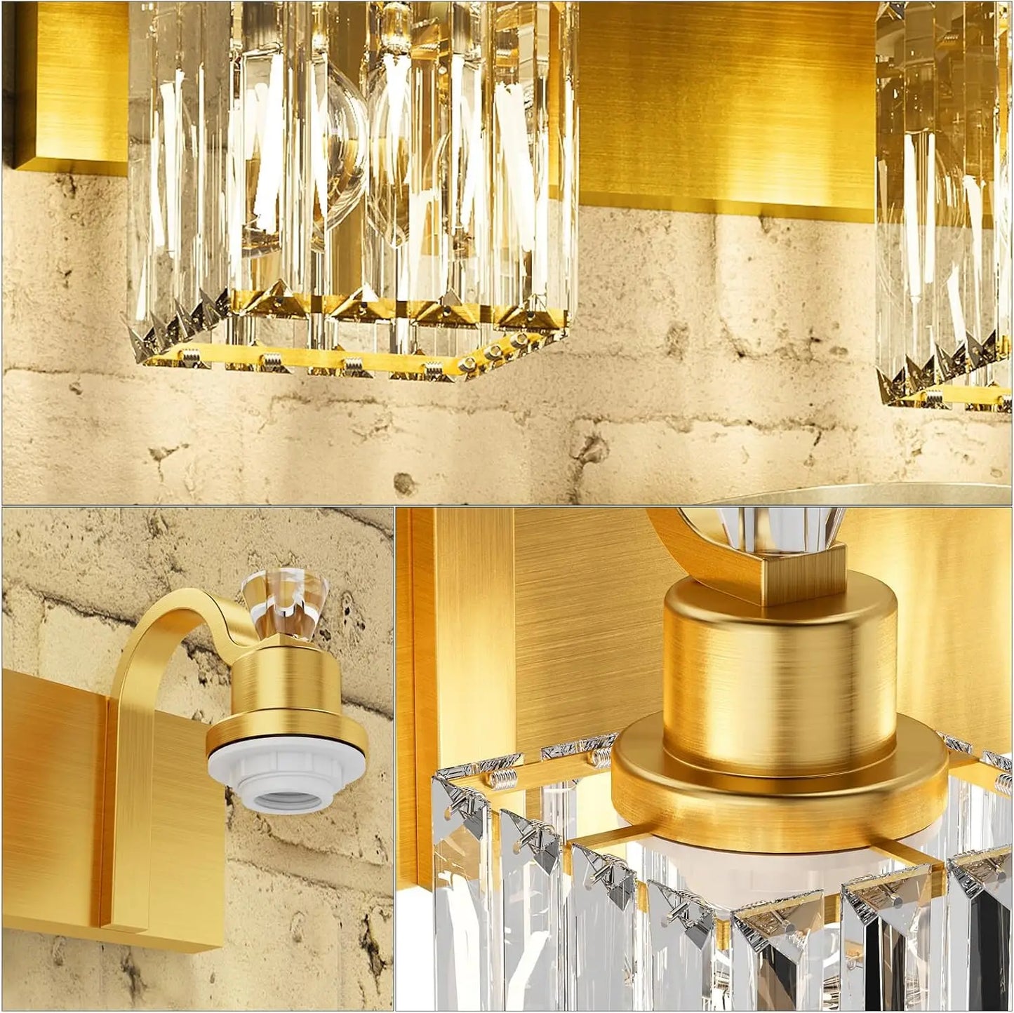 Modern Crystal Bathroom Vanity Lights,Crystal Vanity Shower Lights Over Mirror, Mirror Glass Crystal Bathroom Vanity Lighting