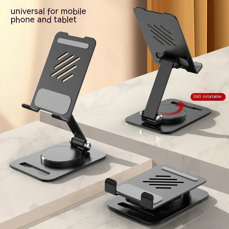 360 Degrees Rotate Metal Desk Mobile Phone Holder Stand For Phone Pad Adjustable Desktop Tablet Table Cell Phone Stand