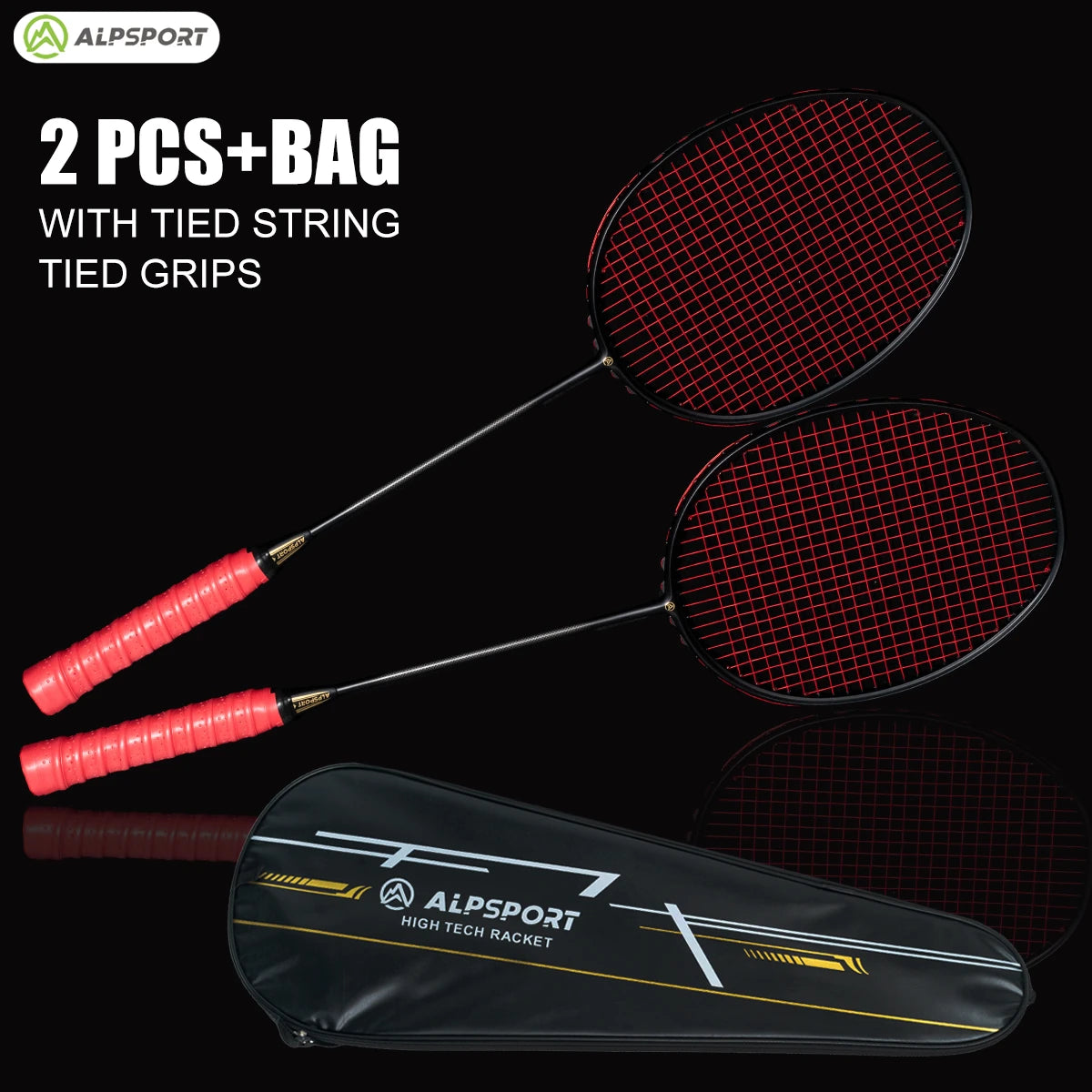 Alpsport XHP 2PCS Max 30LBS 6U 75g 100% legal original badminton racket Ultra-light full carbon fiber Badminton racket andbag