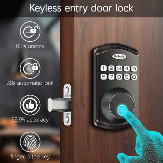 Smart Keypad Door Lock Set - Touch Fingerprint Password Lock- Keyless Entry Door Lock, Keyed Entry, Auto Lock, And Easy Installa