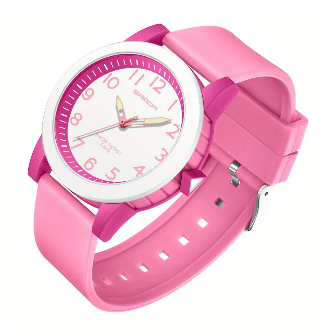 Fashion Casual Quartz Watch with TPU Strap for Girls and Boys Luminous Display Ideal Choice for Gifts