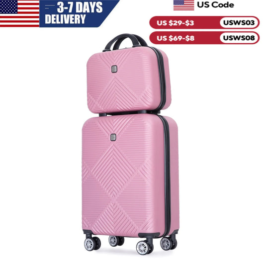 2 Piece Carry on Luggage Set, Airline Approved 20 Inch Luggage with Cosmetic Case，Hard Shell Suitcase with Spinner Wheels