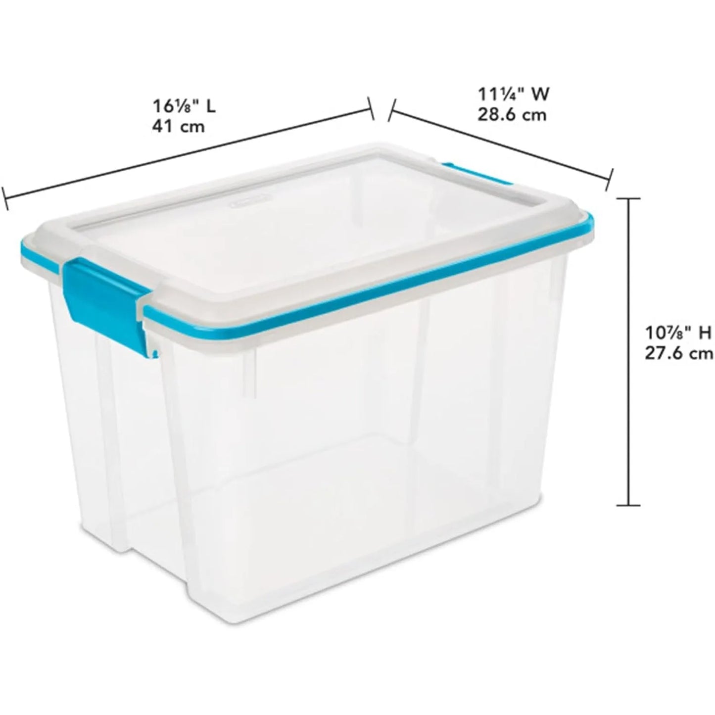 6 Pack Gasket Box, Stackable Storage Bin with Latching Lid, 20 Quart