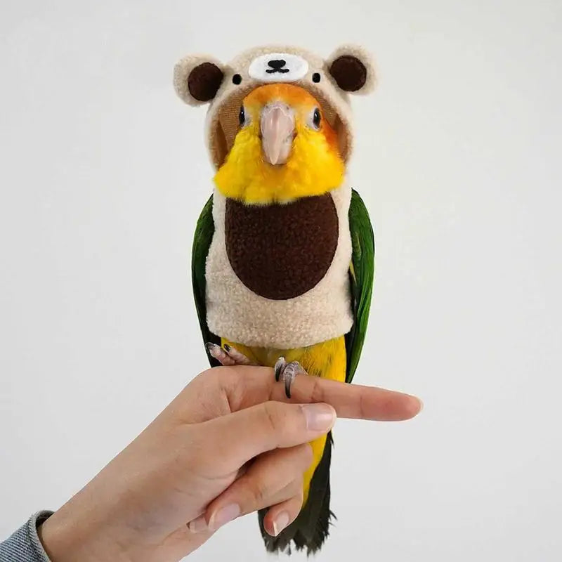 Cockatiel Costume Cute Bird Costume With Bear Shape Parrot Cloth Warm Parrot Cloak Multi-Purpose Bird Clothes Parrot Cosplay