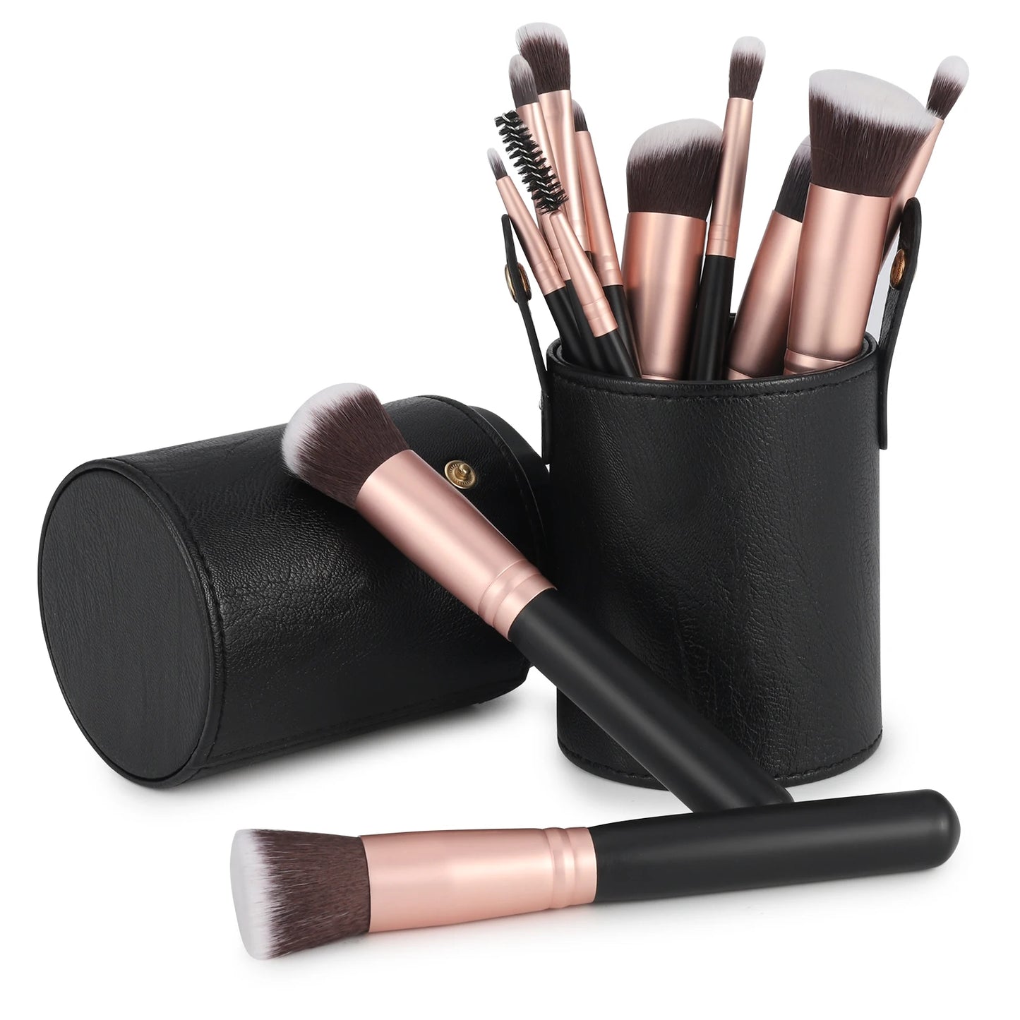 14PCS Makeup Brushes Set With PU Leather Holder, Premium Synthetic Professional Makeup Brushes for Full Face Make Up