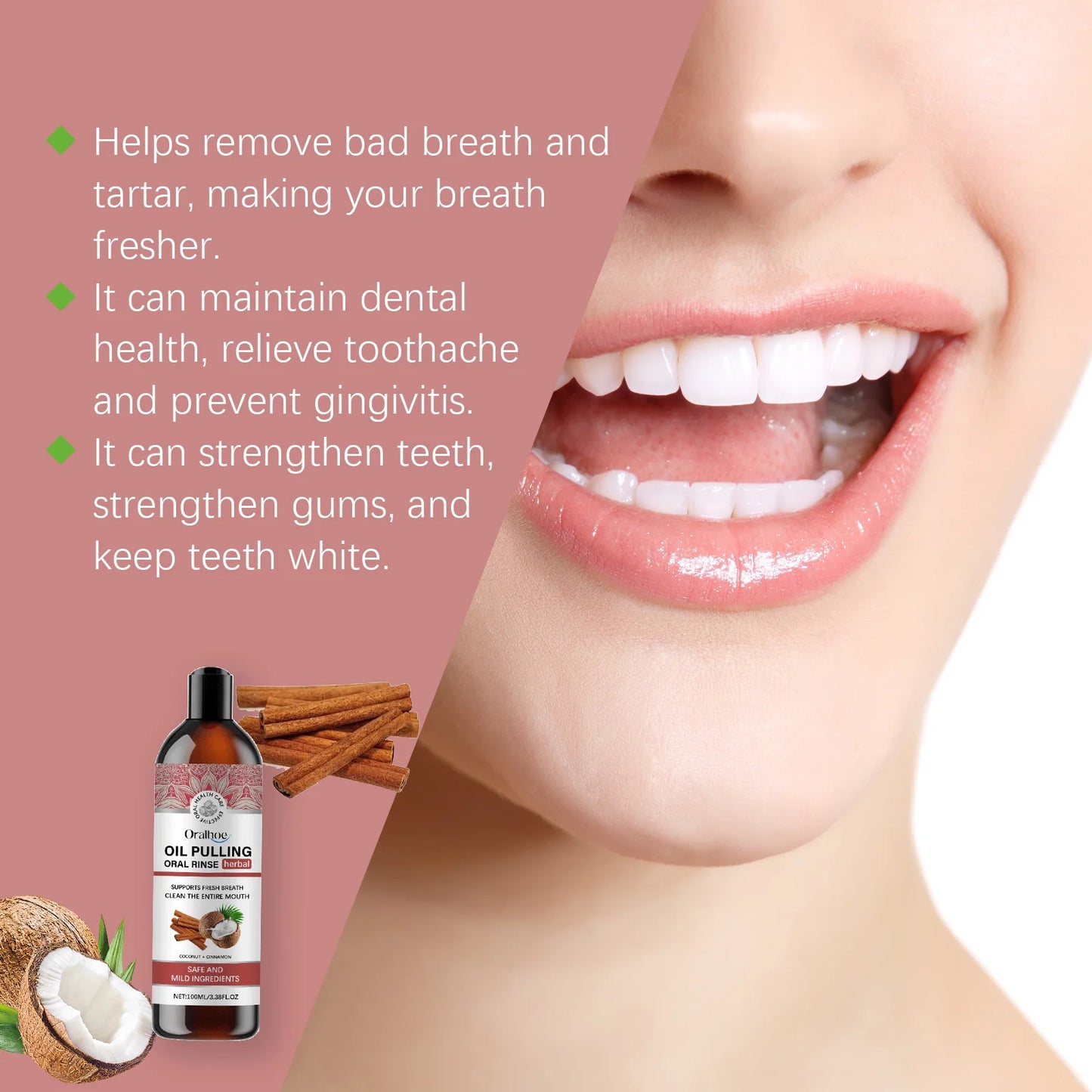 Fresh Mouthwash Effectively Removes Bad Breath and Odor, Alcohol-free Fresh Breath, Cleans Teeth and Mouth, Fresh Oral Care