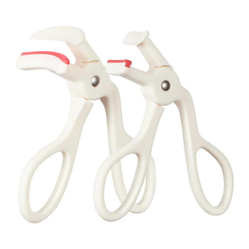 New Simple White Eyelash Curler Drops Hold Handle Wide Angle Local Eyelash Curler Lasting Shaping Flexible Tape Fit Eye Shape