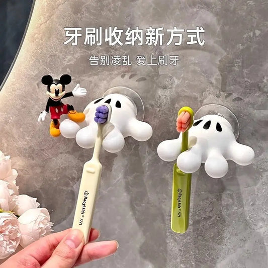 Disney Mickey wall-mounted punch-free cartoon palm-shaped toothbrush holder waterproof and moisture-proof seamless installation