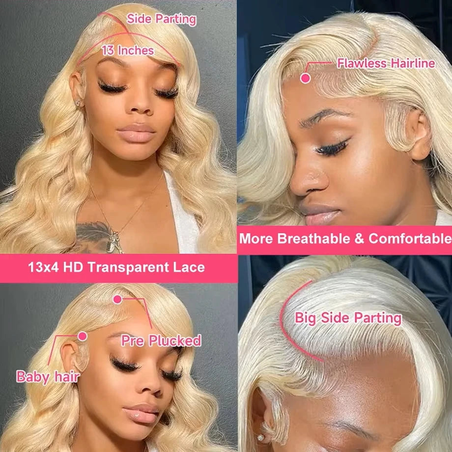 Honey Blonde 613 Body Wave 13x6 Hd Lace Frontal Wig 13x4 Transparent Lace Front Wig Blonde Brazilian Human Hair Wigs For Women