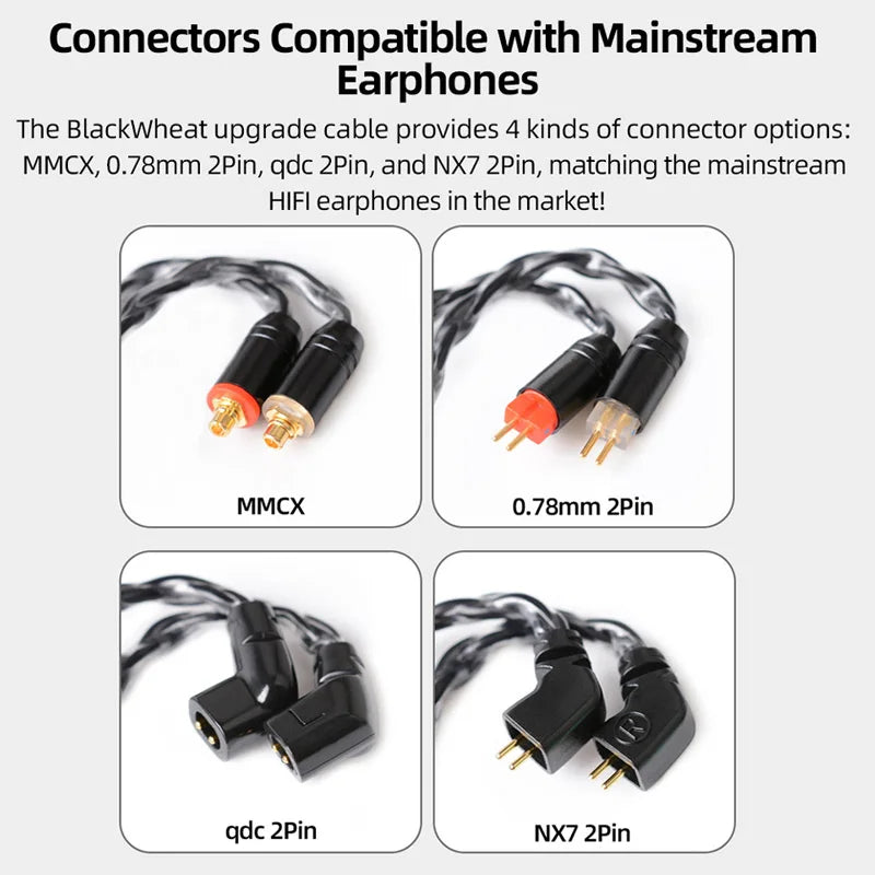 NiceHCK BlackWheat 8 Core Silver Plated Copper Microphone Cable MMCX/QDC/0.78 2Pin With Mic for DB1 DB3 AS10 EDX CA4 C12