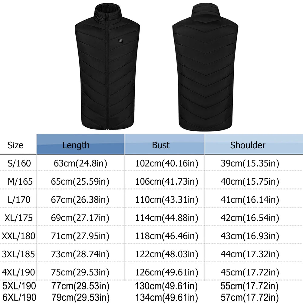 Men Women USB Heated Vest 9 Zone Smart Heating Jacket Power Bank Not Included Electric Warm Vest for Winter Hunting