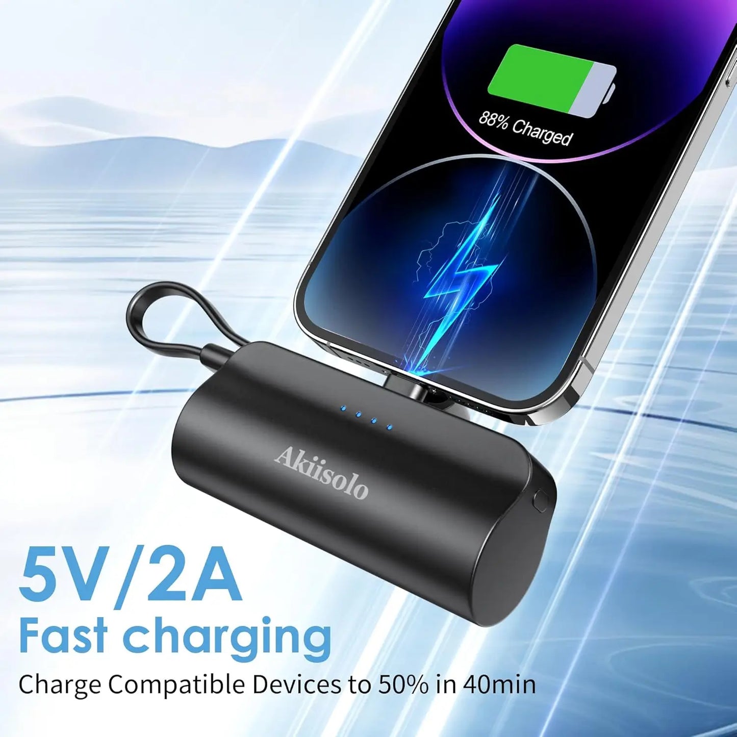 Akiilsolo 5000mAh MINI Portable Charger Power Bank For iPhone With Dual Infterface 5V 2A Phone Charger Battery Fast Charging