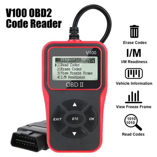 OBD 2 Scanner Plug and Play Digital Display V100 Universal OBDII EOBD OBD2 Code Reader 16 Pin Car Diagnostic Tools