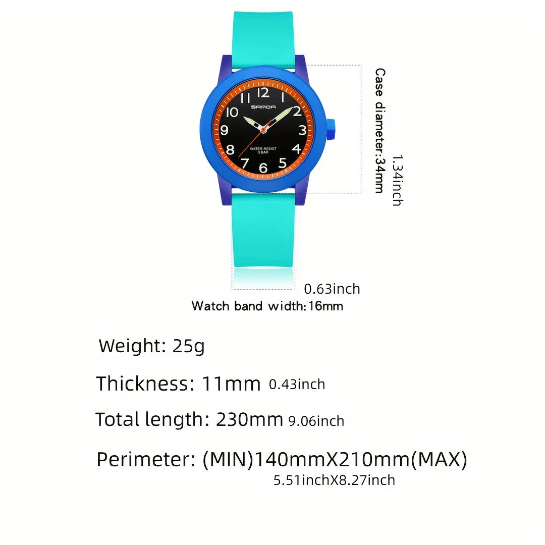 Fashion Casual Quartz Watch with TPU Strap for Girls and Boys Luminous Display Ideal Choice for Gifts