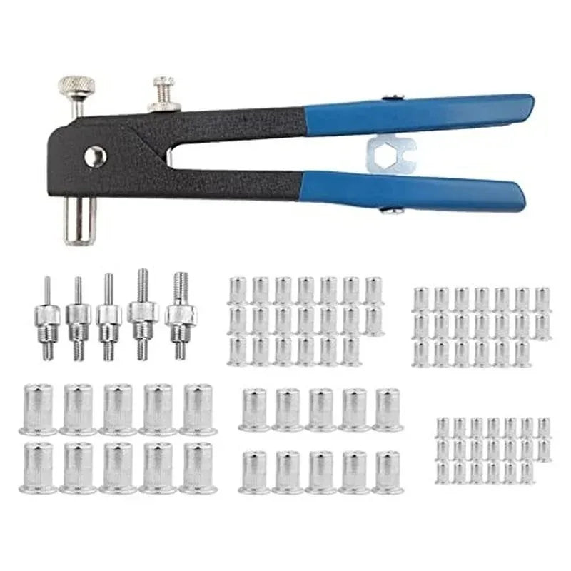 86pcs Heavy Duty Blind Rivet Nut Kit Set Riveter Tool Rivet Nut Gun Thread Hand Riveter Rivet Gun Threaded Insert Tool