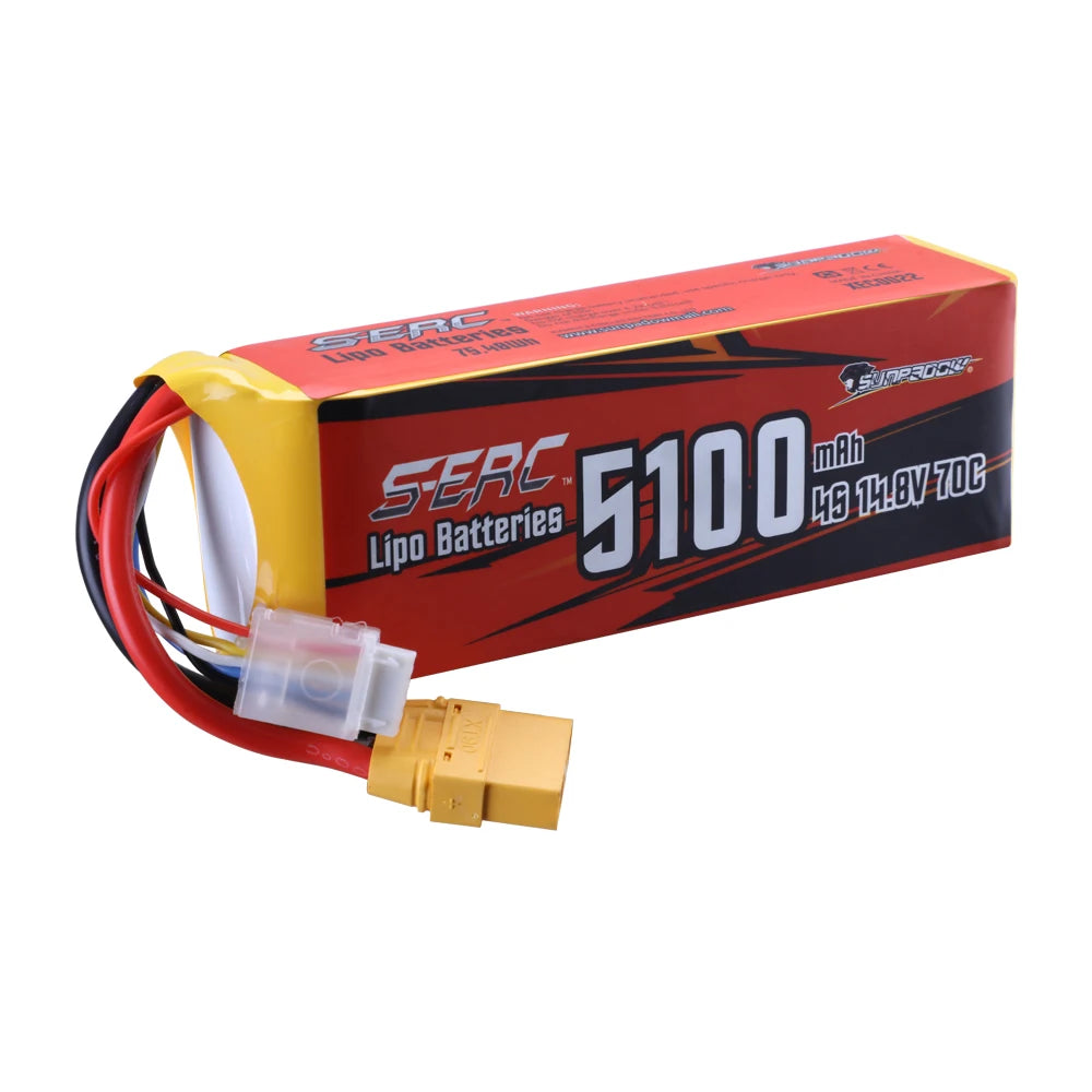 SUNPADOW 4S Lipo Battery for 2250mAh 5100mAh 14.8V 70C with XT90 Connector RC Airplane Aircraft Quadcopter Drone FPV Helicopter