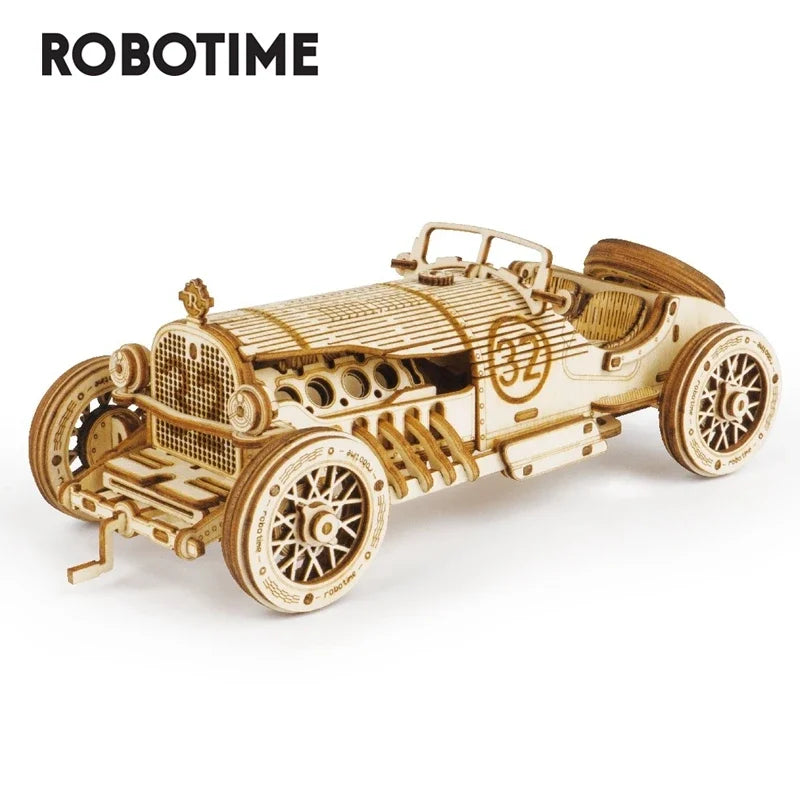 Robotime Rokr 3D Wooden Puzzle Montessori Toys Steam Train, Army Jeep, Heavy Truck Model Building Kits for Kids