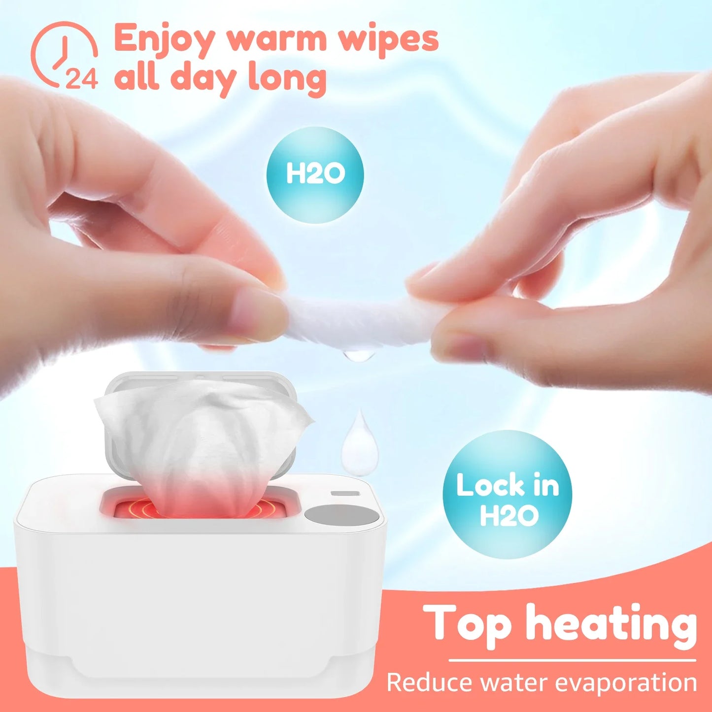 BabyWipe Warmer Heater Wet USB Powered Home/Car Use Portable Wipe Warmer Towel Dispenser Disinfecting Wipes for Baby Nursery2024