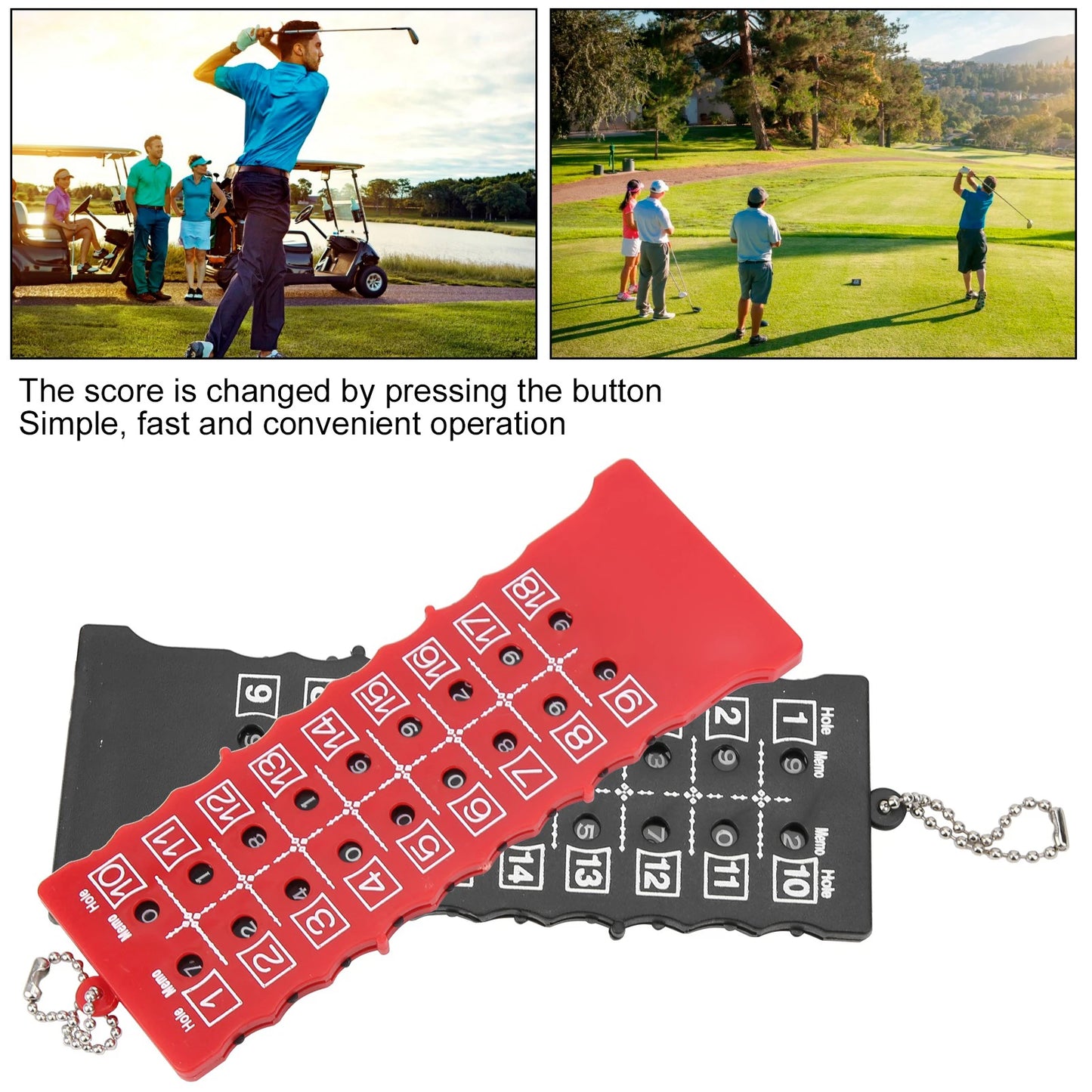 2pcs 18 Hole Golf Score Counter Scoreboard Training Practice Competition Accessory Black Red