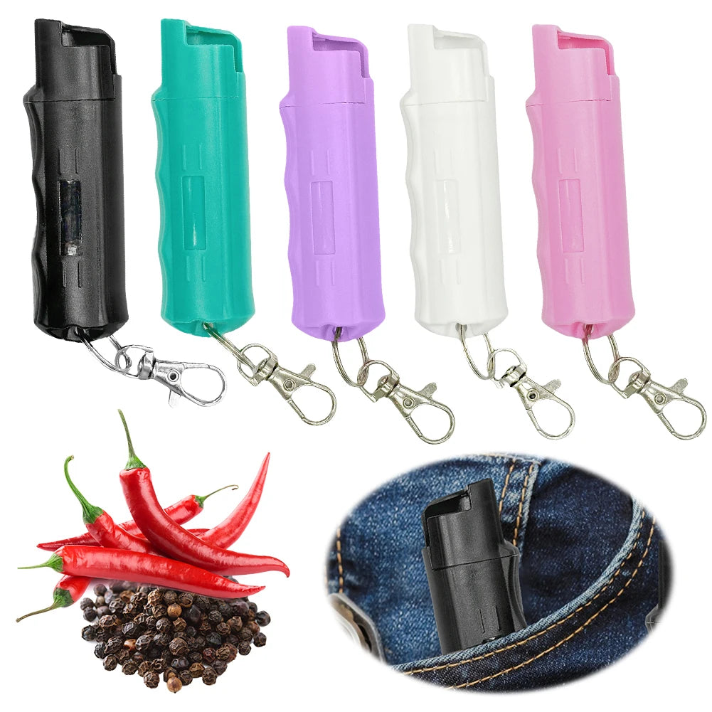 20ml Multipurpose Pepper Spray Keychain Plastic Self-Defense Outdoor Safety Keychains Personal Defense Spray for Women & Men