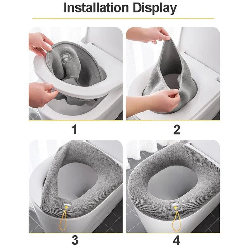 JJYY Universal Toilet Seat Cushion Four Seasons Thickened Toilet Cover Knitted Toilet Seat Cushion Washable Household