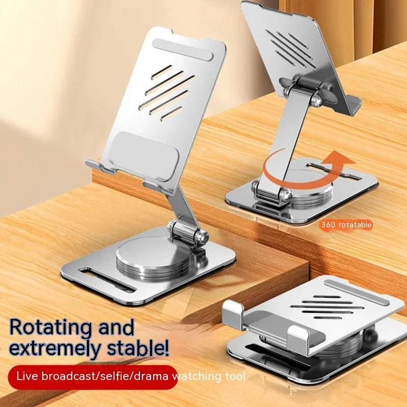 360 Degrees Rotate Metal Desk Mobile Phone Holder Stand For Phone Pad Adjustable Desktop Tablet Table Cell Phone Stand