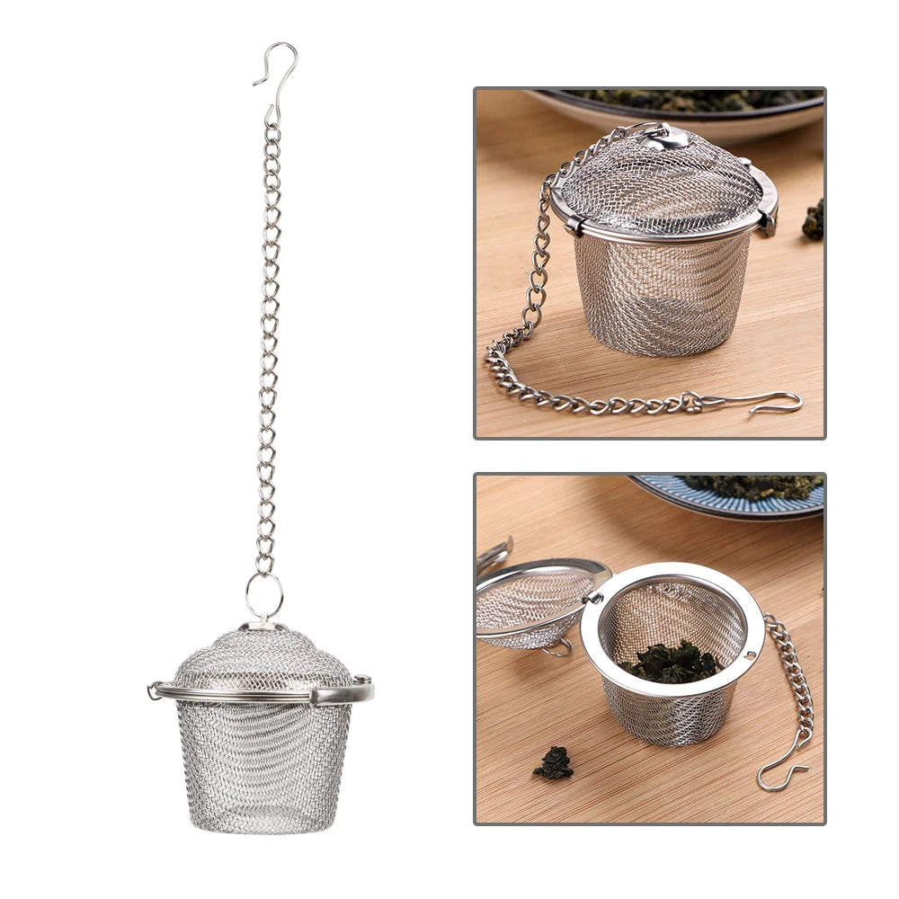 HILIFE Tea Spice Strainer Teakettle Locking Tea Filter Seasoning Ball Mesh Herbal Ball Reusable Stainless Steel