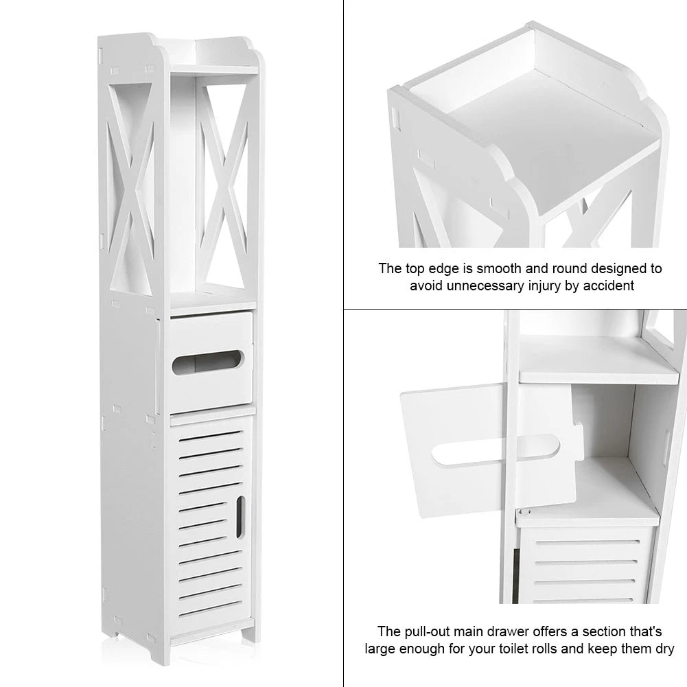 Bathroom Cabinet Bathroom Cupboard 80x15.5x15CM Bathroom Toilet Furniture Cabinet White Wood Cupboard Shelf Tissue Storage Rack