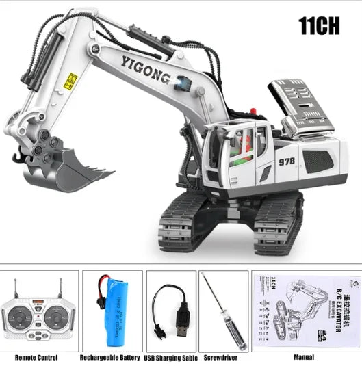 1: 20 Large Alloy Remote Control Excavator 11 Channel Crawler Excavator Children Boy Competition Engineering Vehicle Model Toy