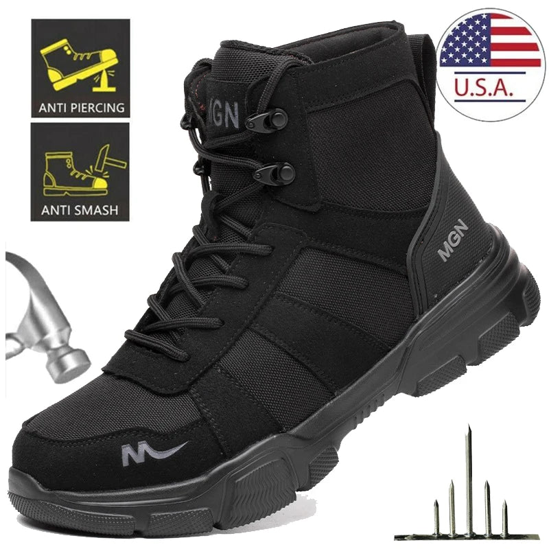 Work Boots Indestructible Safety Shoes Men Steel Toe Shoes Puncture-Proof Sneakers Male Footwear Shoes Women Non Slip Work Shoes