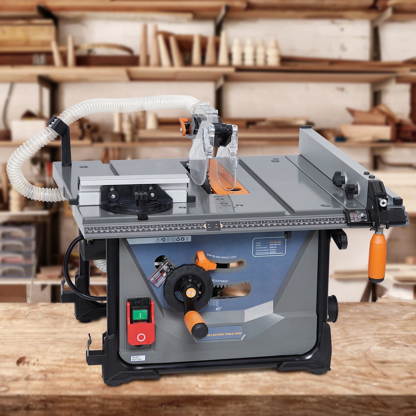 Table Saw For Jobsite, 98% Vacuuming Rate Table Saw 8.5 inch, Cutting Speed Up To 5000RPM, 2000W,15A Tablesaw For Woodworking