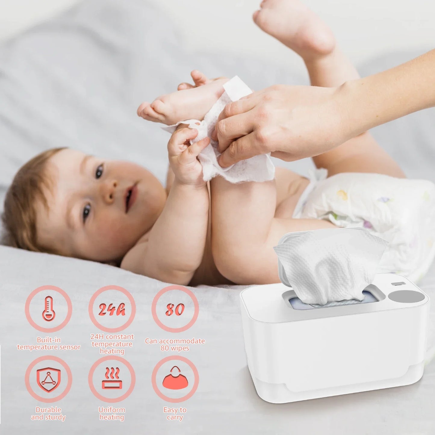 BabyWipe Warmer Heater Wet USB Powered Home/Car Use Portable Wipe Warmer Towel Dispenser Disinfecting Wipes for Baby Nursery2024