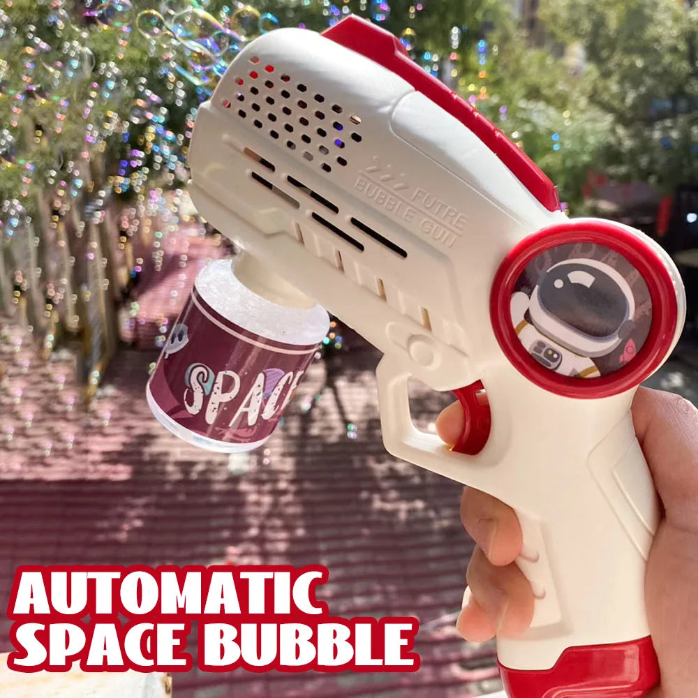 Space Automatic Bubble Gun Electric Soap Bubble Maker with Lights Cartoon Astronaut Outdoor Park Toys for Kids Children's Gift